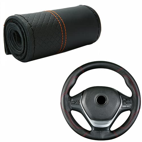 TATACLEA ハンドルカバー 編み込み式 本革 グ リップ感 通気性 手触り 滑り防止 DIY 縫い針 軽自動車 おしゃれ ユニバーサル 快適 38cm