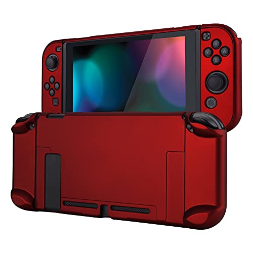 楽天PLAYS REGALeXtremeRate PlayVital Switchコンソールに対応用バックカバー、NS Joyconハンドヘルドコントローラー分離可能プロテクターハードシェル、Switch用にカスタマイズされたドッキングできる保護ケース【スカーレットレッド】