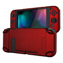 eXtremeRate PlayVital Switchコンソールに対応用バックカバー、NS Joyconハンドヘルドコントローラー分離可能プロテクターハードシェル、Switch用にカスタマイズされたドッキングできる保護ケース【スカーレットレッド】