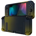 eXtremeRate PlayVital Nintendo Switchコンソールに対応用バックカバー、NS Joyconハンドヘルドコントローラー分離可能プロテクターハードシェル、Nintendo Switch用にカスタマイズされたドッキングできる保護ケース【グラデーション・ブラック・イエロー】