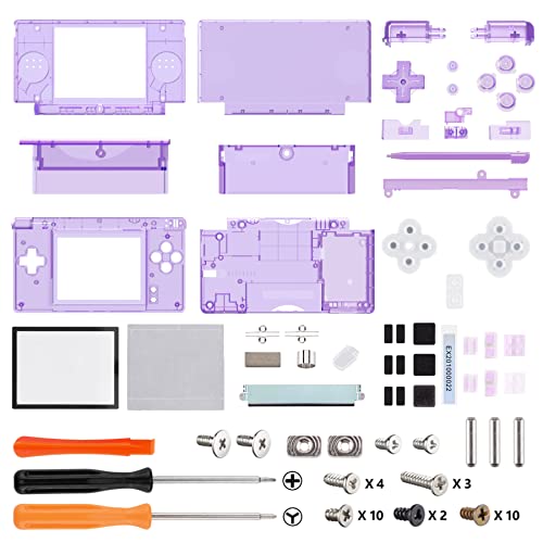 eXtremeRate ds liteに対応用組み立て式カスタム交換シェル、交換ボタンも付き、ニンテンドーdsライトに対応用スクリーンレンズ【クリアパープル】