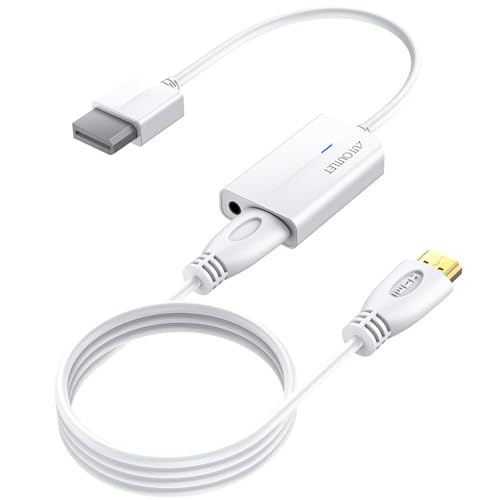 AUTOUTLET Wii to Hdmi アダプタ 1.8M HDMIケーブル付き コンバーター Wii2HDMI ビデオ オーディオ 3.5mm 720p/1080pに対応 NtdWiiディスプレイモードに対応 Wiiと互換性あり