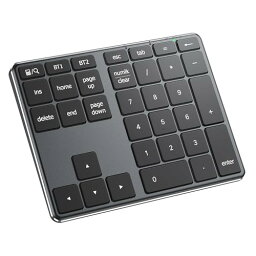 iClever テンキー Bluetooth ワイヤレス 数字 キーボード パンタグラフ式 Type-C充電 超薄型 金属構造 numlock連動 2台まで接続可能 ブルートゥース ナンバーパッド 34キー mac テンキー 片手デバイス Windows/iOS/Android 対応 IC-KP10 (ブラック)