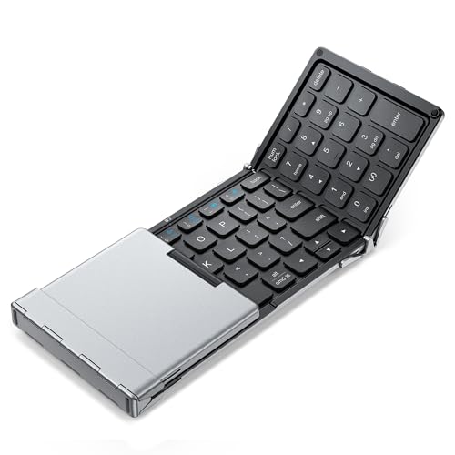 iClever Bluetooth ワイヤレス キーボード 折り畳み モバイルキーボード テンキー付き US配列 マルチペアリング Type-C充電 ipad ミニキーボード コンパクト スマホ用 iPad用 iPhone用 スタンド付き Windows/iOS/Android 対応 BK09