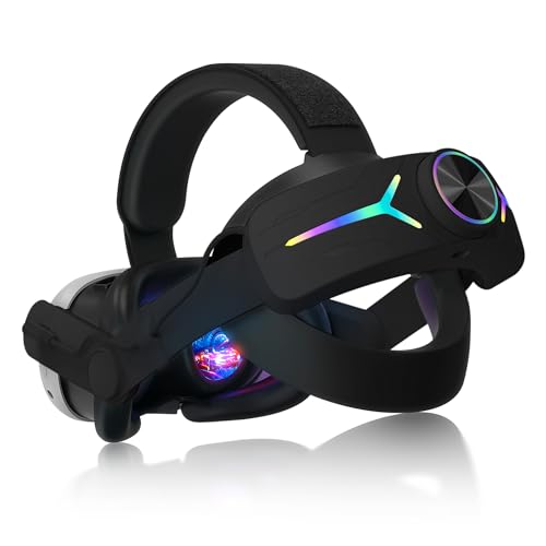 Newzerol ヘッドストラップ Quest 3と互換性ありアクセサリー 強化されたサポート 快適なVR体験 調節可能 バッテリー付き RGBエスポーツライト雰囲気LED ブラック