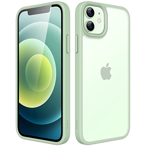 JEDirect マットケース iPhone 12/12 Pro 6.1インチ 耐衝撃性ミリタリーグレードの落下防止 つや消しの半透明の背面電話カバー 指紋防止 (グリーン)
