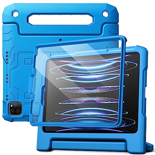 JEDirect 子供用 iPad Pro11ケース 全モデル対応 およびiPad Air 5/4（10.9インチ）液晶保護フィルム付き 耐衝撃 フルボディハンドルスタンド タブレット保護カバー (ブルー)