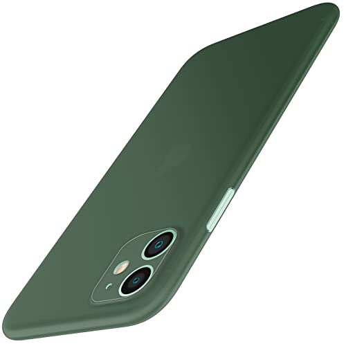 JEDirect 超薄型(0.35mm薄さ) iPhone11 ケース 6.1インチ専用 カメラレンズ 完全保護カバー 軽量 マット質感 PPハードミニマリストケース ワイヤレス充電対応 (ミッドナイトグリーン)