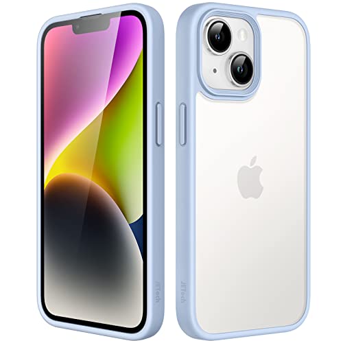 JEDirect マットケース iPhone 14 6.1インチ用 耐衝撃性ミリタリーグレードの落下防止 つや消しの半透明の背面電話カバー 指紋防止 (空色)