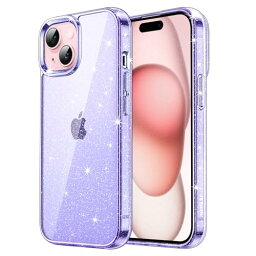 JEDirect iPhone 15 (6.1インチ専用) きらきら ケース ブリンブリン 衝撃吸収 バンパーカバー かわいい キラキラ 女性用 (ライトパープル)