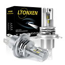 LTONXEN 車用 LED ヘッドライト H4 Hi/Lo 一体型 H4 LEDバルブ CREE LEDチップ搭載 ファンレス 静音 LEDライト 車種対応 6500K ホワイト DC9-32V 2個入