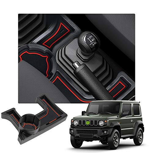 【RUIYA】ジムニー jb64 ドリンクホルダー JIMNY JB64 JB74 MT車 専用収納ボックス センターコンソール パレット アームレストボックス 小物入れ ゴムマット付き (赤（MT車）)