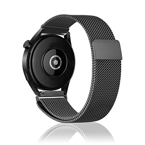 アマズフィット スマートウォッチ レディース SeGinn Huawei Watch GT4 46mm/ASUS VivoWatch 5/HUAWEI WATCH Ultimate/Huawei Watch Buds/Amazfit Bip 5 対応 バンド 22MM 磁気 バックル付き ベルト ステンレス製交換バンド コンパチブル バンド Xiaomi Mi Watch/Watch S1/S1 Active/Garmin Venu 3(ブラック)