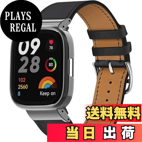 【送料無料】[SeGinn] レザーバンド Xiaomi Redmi Watch 3 対応 バンド 革 交換バンド 高級 簡単取付 ビジネス 軽量 ベルト サイズ調節可能 交換バンド コンパチブル Xiaomi Redmi Watch 3 バンド（黒）