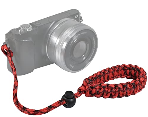 [Dhana Style] シンプル デザイン カメラ リストストラップ ホルダー ハンド ストラップ パラコード グリップ (SNPL-RED)