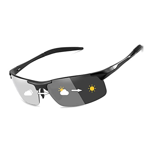 [FEISEDY] メンズ 偏光サングラス 夜用 UV400保護 超軽量 サングラス レディース 夜間 運転用／釣り B2442 (調光?変色レンズ)