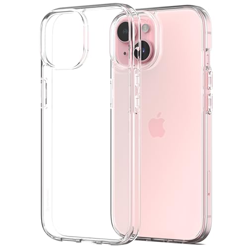 【2つの素材が結合した】Sinjimoru iPhone 15シリーズ用 クリアケース、TPU＋PC素材のiPhoneケース 衝撃吸収 スクラッチ防止 指紋防止 耐衝撃 薄型デザイン ワイヤレス充電対応、AirClo for iPhone 15