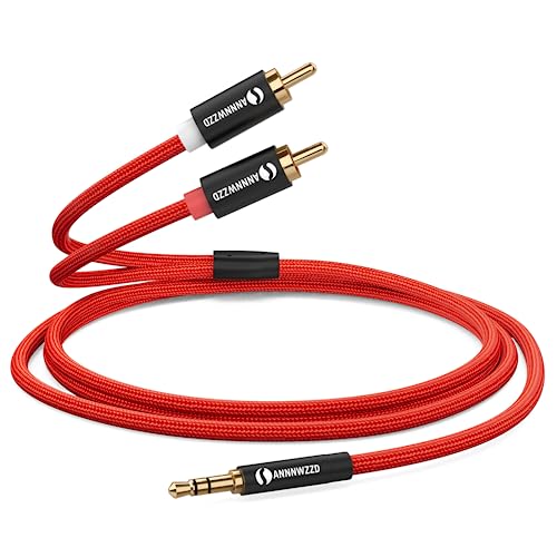 ANNNWZZD RCA 3.5mm 変換, 3.5mm RCAオーディオケーブルAVセレクタ PC iPhone Android 端末 車載AUX などに対応 0.5M