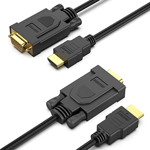 BENFEI 2個 HDMI - VGA 1.8m ケーブル(逆方向に非対応)、単方向 HDMI (ソース) - VGA (ディスプレイ) ケーブル (オス - オス) PC,モニター,プロジェクター, HDTV, Raspberry Pi, Roku, Xboxに対応