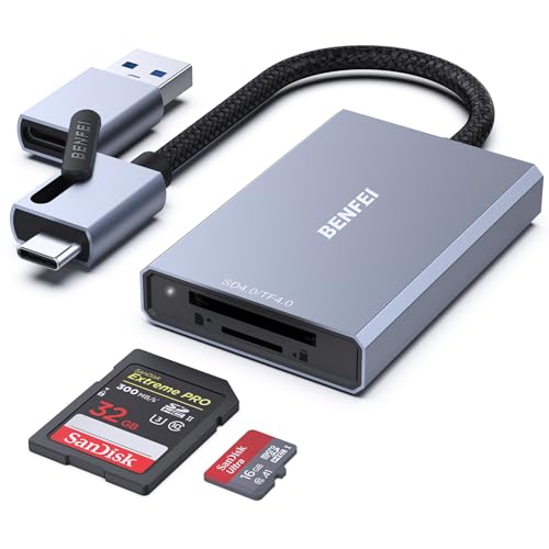 BENFEI SD 4.0 USB type-C/A 2-in-1 カードリーダー、UHS-II UHS-I 高速転送 iPhone 15 、SDXC、SDHC、SD、MMC、RS-MMC、Micro SDXC、M..