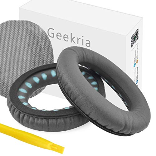 Geekria QuickFit イヤーパッド 互換性 パッド ボーズ Bose SoundTrue, AE2, AE2i, AE2w Around-Ear ヘッドホンに対応 イヤパッド/イヤークッション/イヤーカップ (プロテインレザー/濃い灰色)