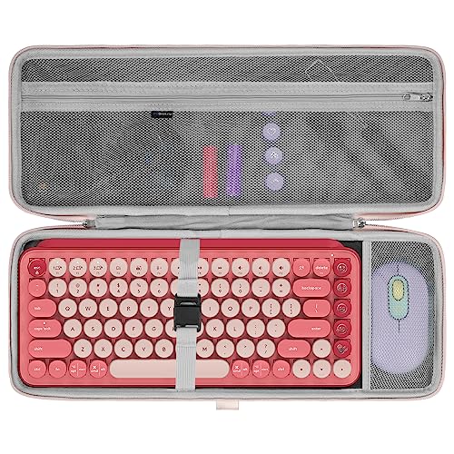 Geekria キーボードケース 互換品 ロジクール Logicool KX850 MX MECHANICAL MINI ワイヤレスメカニカルキーボード POP KEYS K730 無線 キーボード 収納ケース(ピンク+ブルー)