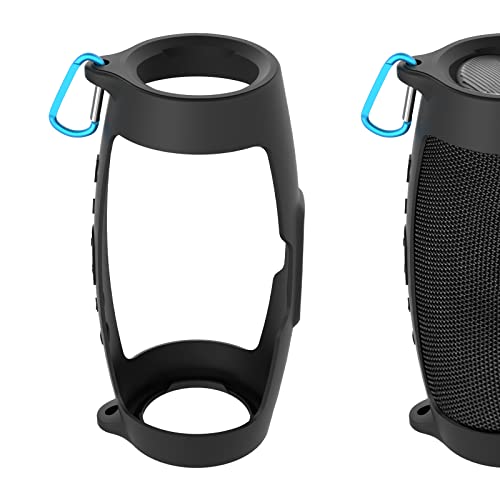 Geekria シリコーン スピーカーケース カバー 互換性カバー ジェイビーエル JBL Charge 4 Waterproof Portable Bluetooth Speaker に 対応 保護用の防水ソフトスキン、Bluetoothスピーカーケース、キーホルダーフック付き (Black)