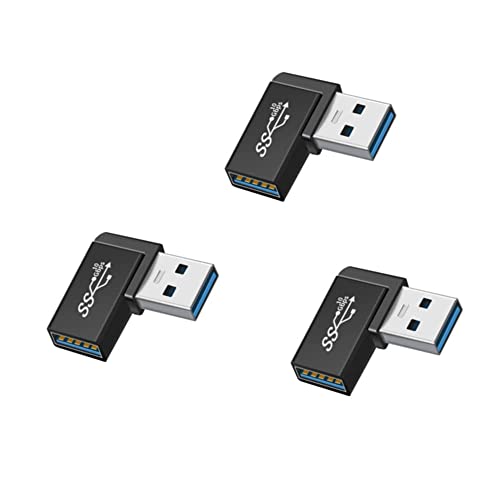 YFFSFDC USB変換アダプタ 3個セット USB3.0 メスからオス変換コネクタ USB コネクタ USB 3.0 アダプタ 90度 L型 直角 オスからメス変換コネクタ 10Gbps 高速データ転送 携帯パソコン等対応