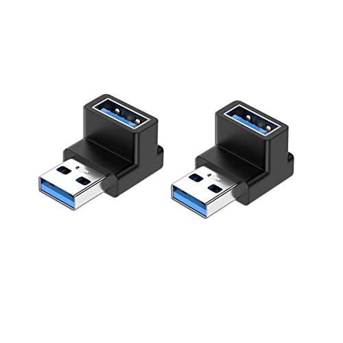 YFFSFDC USB 3.0 アダプタ L型 アダプタ 2個セット USB 直角変換 USB Type A L字型変換アダプタ 小型 軽量 タイプA オス メス 10Gbps 高速データ伝送アダプタ 延長電源データ ビデオアダプター 90度上向きタイプ