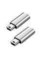 YFFSFDC USB C to ミニUSB 変換アダプタ 2個セット USB C (メス) - Mini USB(オス)アダプター USB Mini Bオスto USB C 変換コネクタ 充電とデータ転送 変換アダプター (シルバー)