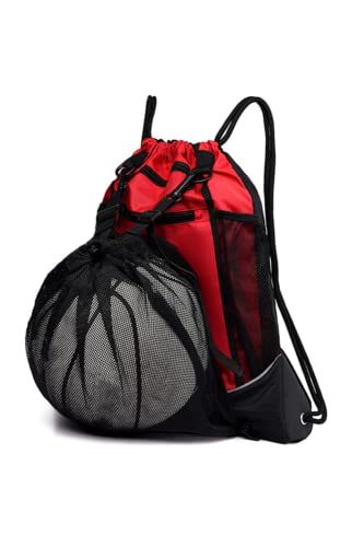 YFFSFDC バスケットボールバッグ バスケ リュック サッカーボールバッグ ボールケース 軽量 便利 多機能 大容量 スポーツバッグ（レッド）