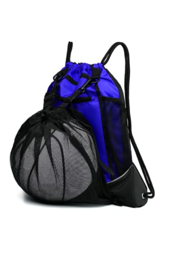 YFFSFDC バスケットボールバッグ バスケ リュック サッカーボールバッグ ボールケース 軽量 便利 多機能 大容量 スポーツバッグ（ブル..