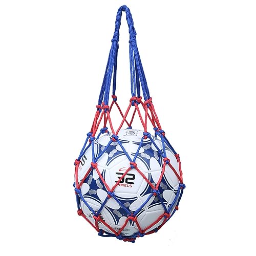 YFFSFDC バスケットボール ボール ネット サッカー バレーボール ネット 簡易ボールバッグ 収納ボールネット レッドブルー 