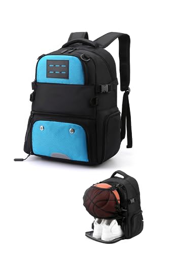 YFFSFDC バスケットボールバッグ ボールバッグ リュック サッカーポーチバッグ ボールケース 多機能 大容量 運動 通学 出張 旅行用 スポーツバッグ (ブルー)
