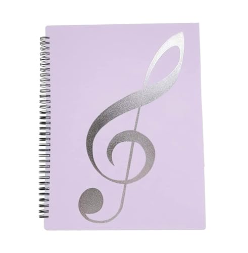 YFFSFDC 楽譜ファイル A4サイズ リング式 楽譜入れ 収納ホルダー 20ページ40枚 クリアファイル 直接書き込めるデザイン パープル 