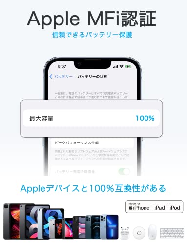 Rampow ライトニングケーブル iphone 充電ケーブル【1m/Apple Mfi 認証/最新C89コネクタ/ナイロン編み/高耐久】急速充電 データ転送対応 lightningケーブル usb ケーブル iPhone 14 /13 /12 /11 mini / Pro/Pro Max/XS/XS Max/XR/iPhone X/8/8 Plus/iPad/iPod/Airpods対