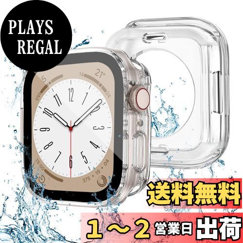 【2 in 1防水設計】POLINK 対応 アップルウォッチ カバー Series 9/8/7/SE/6/5/4 45mm PC素材 強化ガラス 対応 Apple Watch カバー防水 一体型 新デザイン 3D直角エッジ超薄型 高耐久 耐衝撃 高透過率 指紋防止 対応 Apple Watch ケース 全面保護 クリア