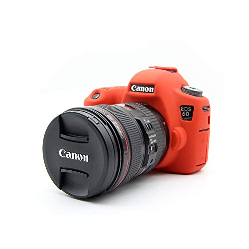 対応 Canon キヤノン EOS 6D カメラカバー シリコンケース シリコンカバー カメラケース 撮影ケース ライナーケース カメラホルダー、Koowl製作、超薄型、耐震・耐衝撃・耐磨耗性が高い (レッド)