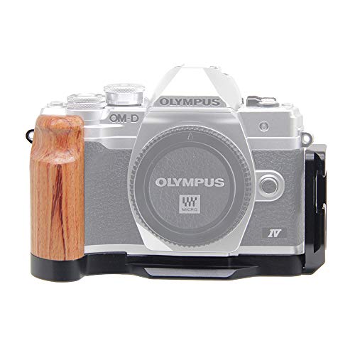 Olympus OM-D E-M10 Mark IVカメラ専用、L型クイックリリースプレート、Koowl製、耐磨耗性、 耐腐食性、コンパクトネスが、木製ハンドル、長持ち、取り外し可能な、安全保護、ブラック、アップグレード版 (ブラック)
