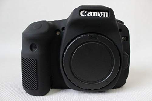 Koowl 対応 Canon キヤノン EOS 80D カメラカバー シリコンケース シリコンカバー カメラケース 撮影ケース ライナーケース カメラホルダー、Koowl製作、外観が上品で、超薄型、品質に優れており、耐震・耐衝撃・耐磨耗性が高い (ブラック)