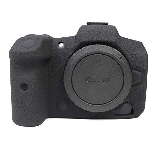 Koowl 対応 Canon キヤノン EOS R5カメラカバー シリコンケース シリコンカバー カメラケース 撮影ケース ライナーケース カメラホルダー、Koowl製作、外観が上品で、超薄型、品質に優れており、耐震・耐衝撃・耐磨耗性が高い (ブラック)