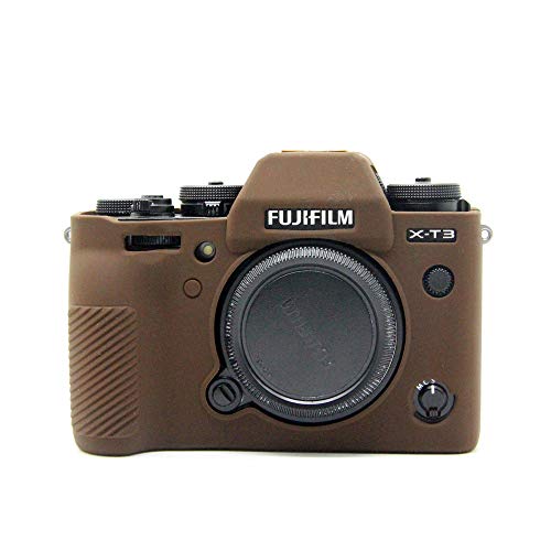 Koowl 対応 Fujifilm Fuji 富士 X-T3 X T3 カメラカバー シリコンケース シリコンカバー カメラケース 撮影ケース ライナーケース カメラホルダー、Koowl製作、外観が上品で、超薄型、品質に優れており、耐震・耐衝撃・耐磨耗性が高い (コーヒー色)