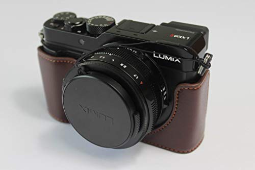 Koowl対応 Panasonic Lumix パナソニック PEN LX100M2 LX100 II カメラケース カメラカバー カメラバッグ カメラホルダー 本革、【KOOWL】ハンドメイドの牛革カメラベース保護カバー、付属品：本革ハンドストラップ、スタイリッシュ、コンパクト、防水、防振 (コーヒー色 2