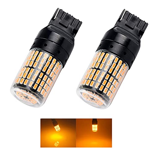 Futwod T20 シングル LED ウインカー アンバー オレンジ イエロー ピンチ部違い 7440 W21W WY21W LEDバルブ ウィンカー バルブ コーナリング ランプ 変換 ウェッジ シングル球 LED電球 ハイフラ防止 キャンセラー内蔵 超拡散レンズ付き 12V 車用 3014SMD 144連 無極性 高