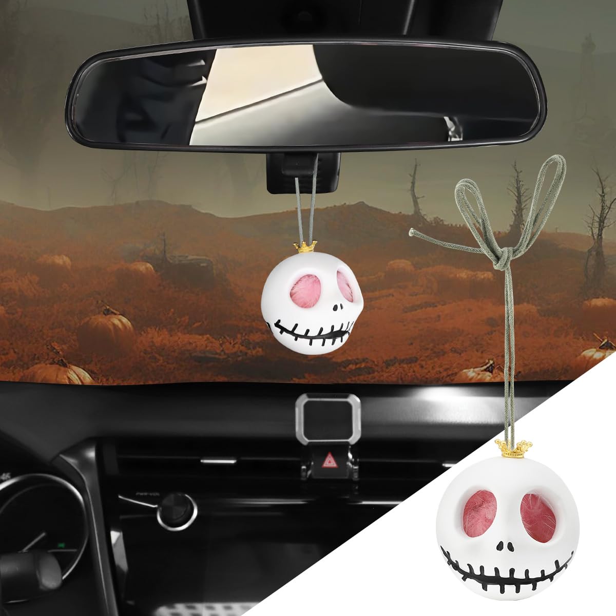 【送料無料】Futwod 車 ルームミラー スカル 吊り下げ デコレーション 車用 バックミラー アクセサリー 怖い 骸骨 オーナメント 自動車 ルームミラー ...