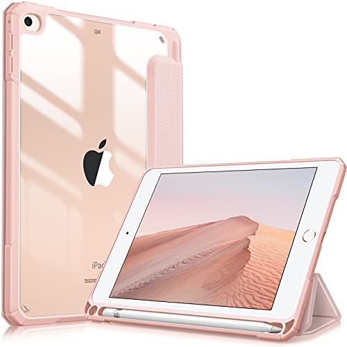 Fintie iPad Mini 5 2019 / iPad Mini 4 ケース 7.9インチ 第5世代 透明バックカバー Apple Pencil 収納可能 三つ折スタンド スリープ機能 軽量 薄型 傷つけ防止 PU合成レザー TPU (モデル番号A2133、A2124、A2126、A2125)(ローズゴールド)