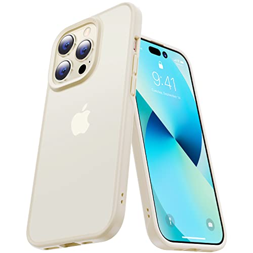 【本体の色・4色】CASEKOO iPhone14ProMax 用 ケース 耐衝撃 滑り止め MIL規格 指紋防止 ストラップホール付き 黄変防止 耐久性 ワイヤレス充電対応 アイフォン 14 Pro Max 用 6.7インチ カバー ケース(マットゴールド)