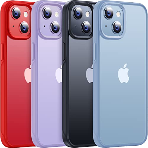 【本体の色・5色】CASEKOO iPhone 14 Plus 用 ケース 耐衝撃 滑り止め MIL規格 指紋防止 ストラップホール付き 黄変防止 耐久性 カバー ワイヤレス充電対応 アイフォン 14 Plus 用 6.7インチ ケース(マットレッド)