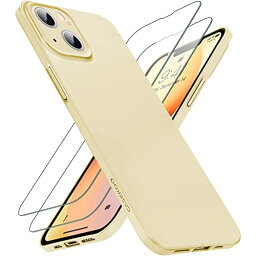 「ほぼ裸」CASEKOO iPhone 13 用 ケース ガラスフィルム付属 指紋防止 薄型 軽量 さらさら手触り 画面レンズ保護 ハードケース あいふぉん13 薄い カバー