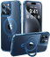 CASEKOO iPhone 15 Pro 用 ケース クリア 黄変防止 Magsafe対応 耐衝撃 MIL規格 滑り止め リング付き ストラップホール付き ワイヤレス充電 アイホン 15 プロ カバー スマホケース（ブルー）